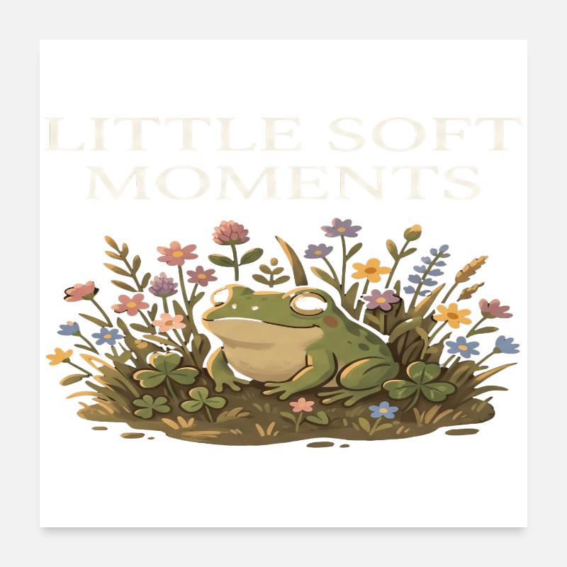 Petits moments doux : Ferme Grenouille parmi les Fleurs Poster 60 x 60 cm