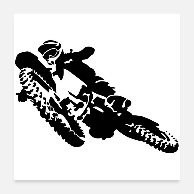 motocross - Poster 60 x 60 cm - blanc