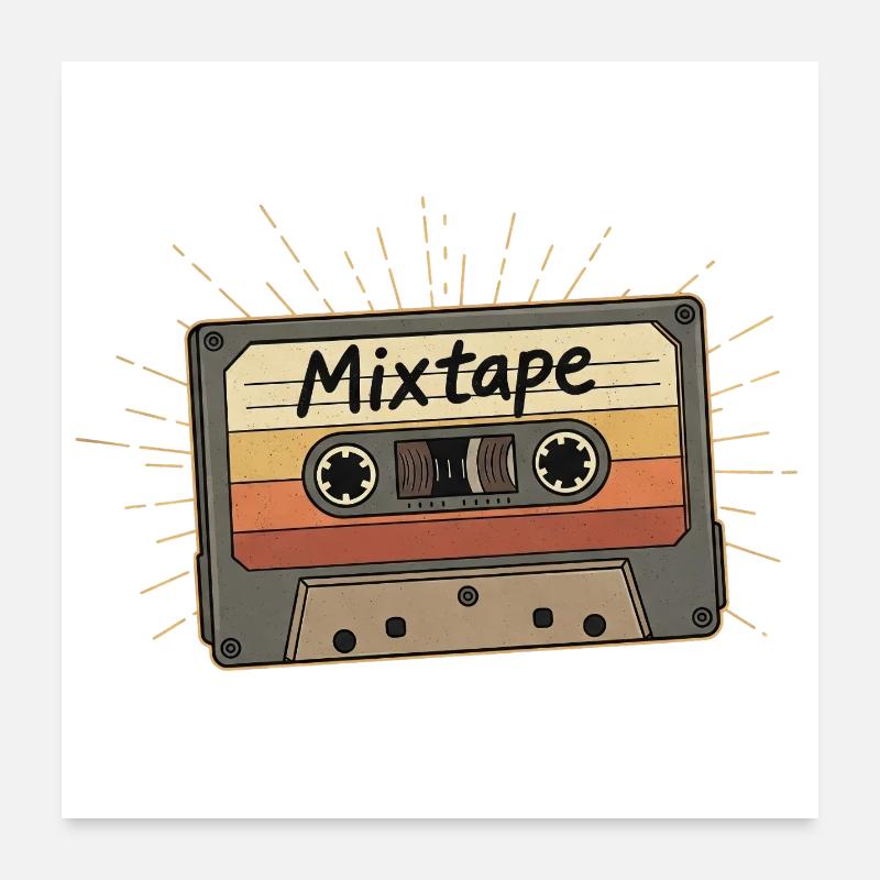 Retro Mixtape Cassette Poster 24" x 24" (60x60 cm)