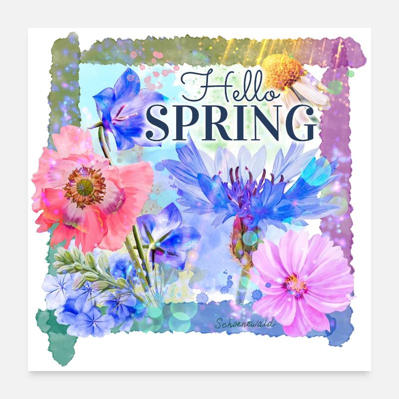 Spring flowers | hello spring Poster 24" x 24" (60x60 cm)