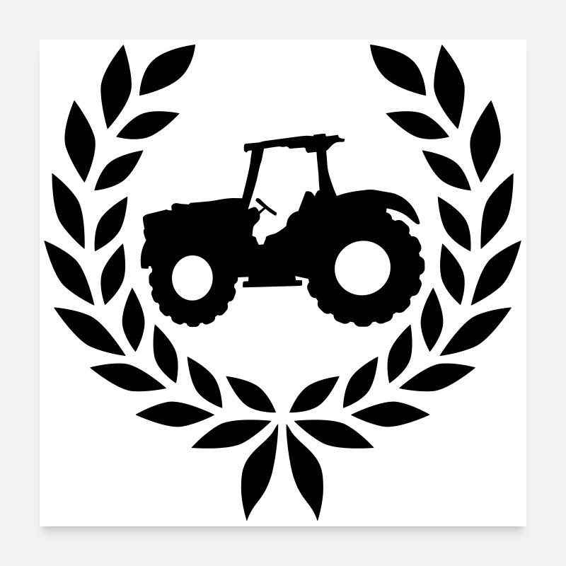Laurel Wreath Farm Tractor Poster 24" x 24" (60x60 cm)