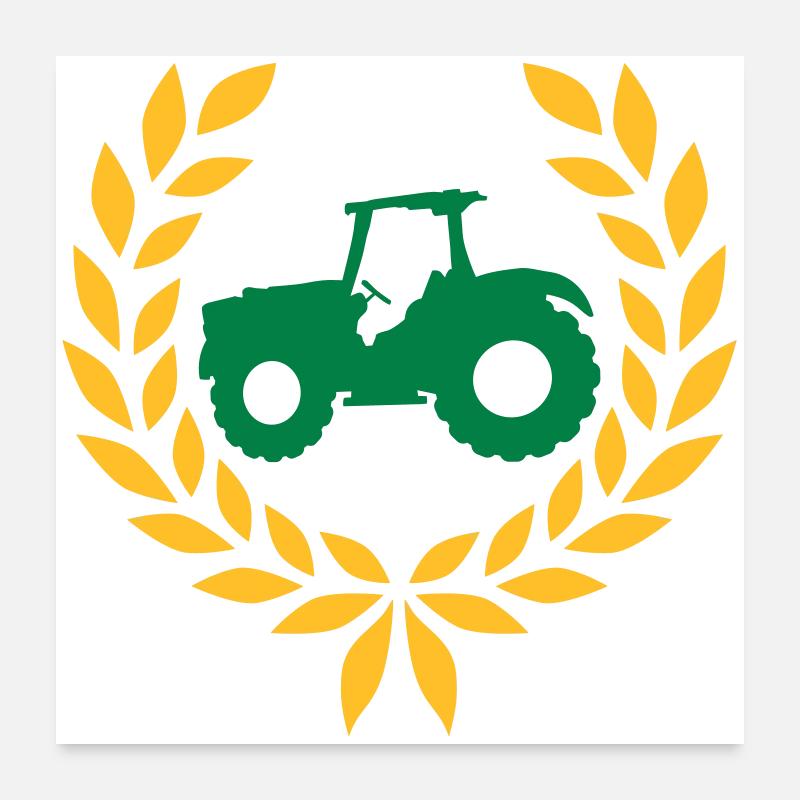 Tractor Laurel Wreath Farm Poster 24" x 24" (60x60 cm)