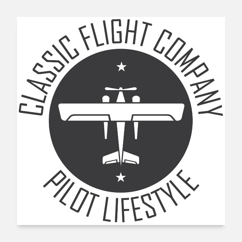 Flugzeug Symbol Fliegen Pilot Piloten Klassiker Poster 60x60 cm