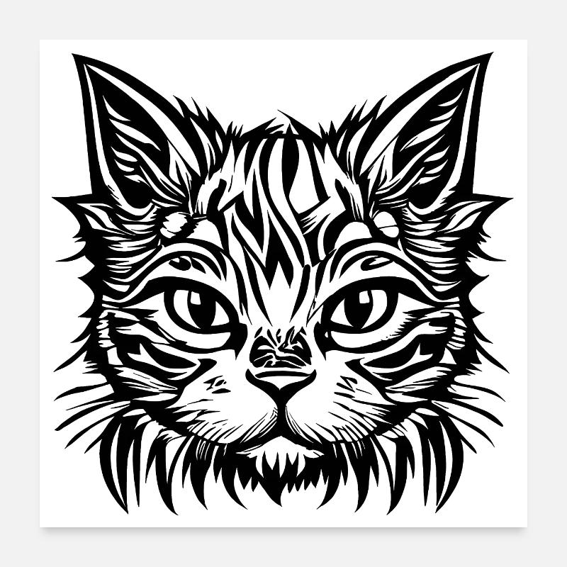 Manga Comic Katze "Stubentiger" Poster 60x60 cm