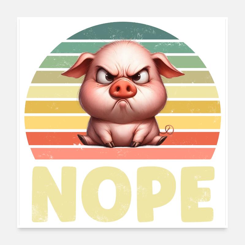 Schwein - Poster 60x60 cm - Weiß
