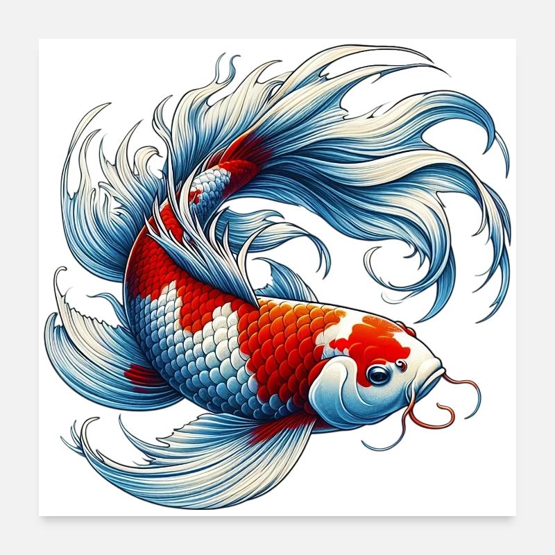 Japanese Japanese Koi Carpfish Poster 24" x 24" (60x60 cm)