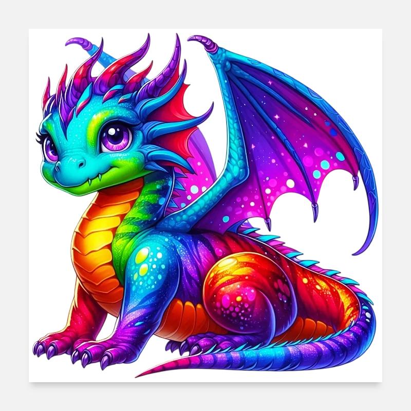 Dragon - Poster 60 x 60 cm - blanc