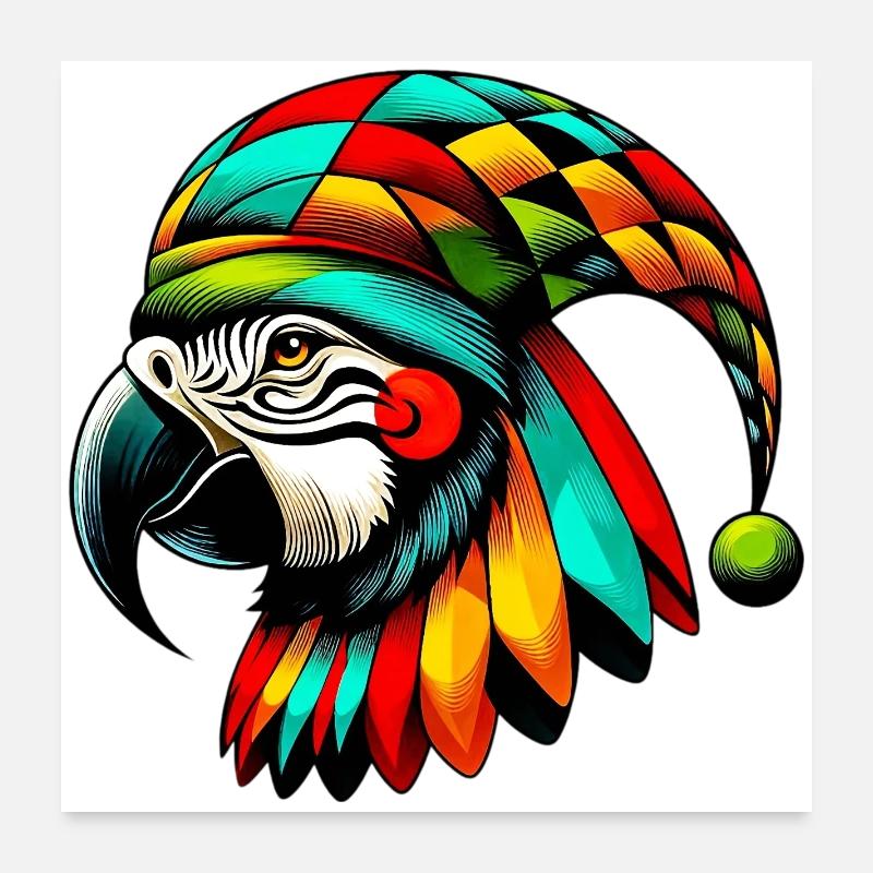 Perroquet arlequin - Poster 60 x 60 cm - blanc
