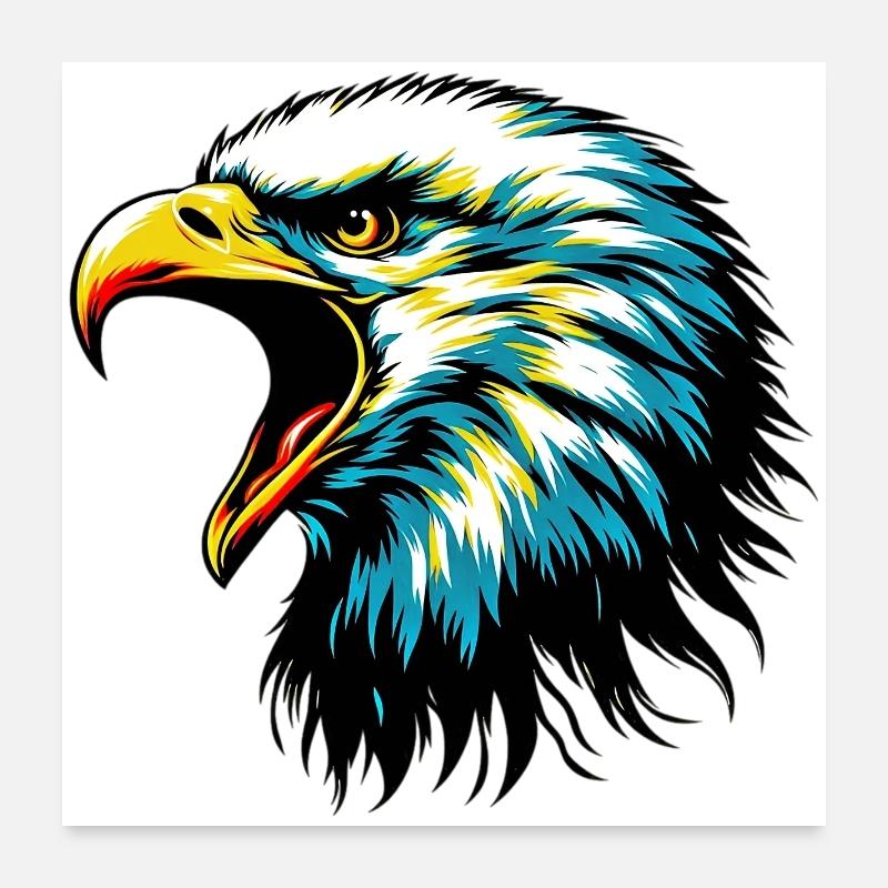 Adler - Poster 60x60 cm - Weiß