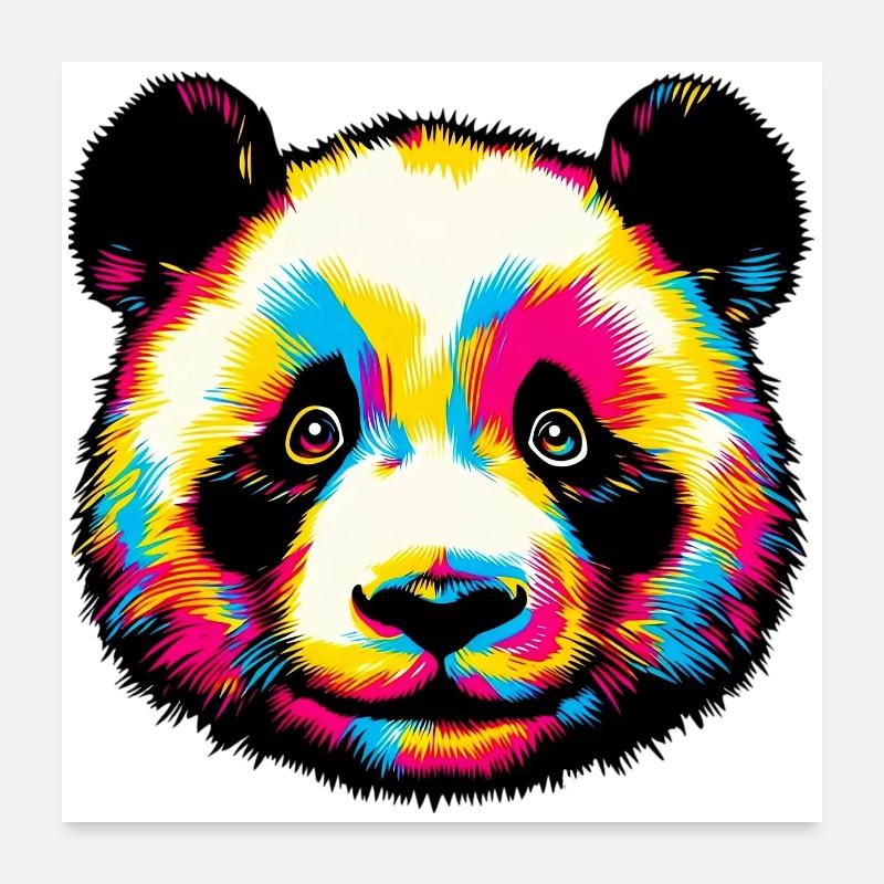 Panda - Poster 60x60 cm - Weiß