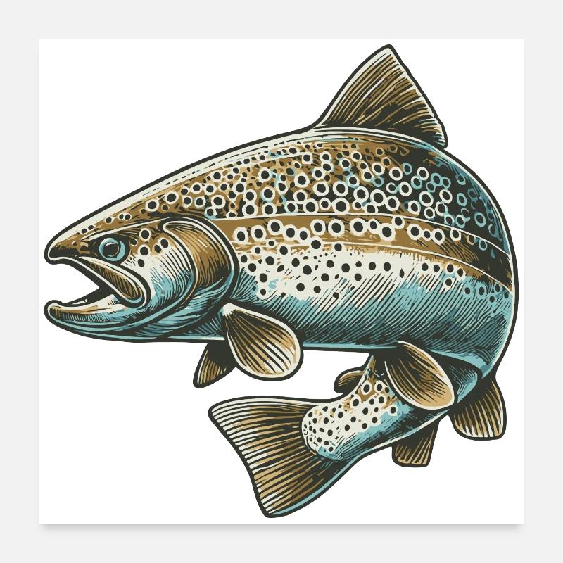 Saumon - Poster 60 x 60 cm - blanc