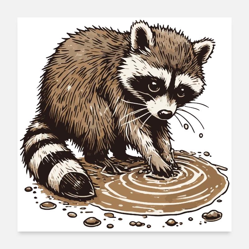 Raccoon Poster 24" x 24" (60x60 cm)