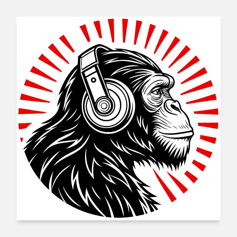 Groove Monkey – Der DJ der Wildnis - Poster 60x60 cm - Weiß
