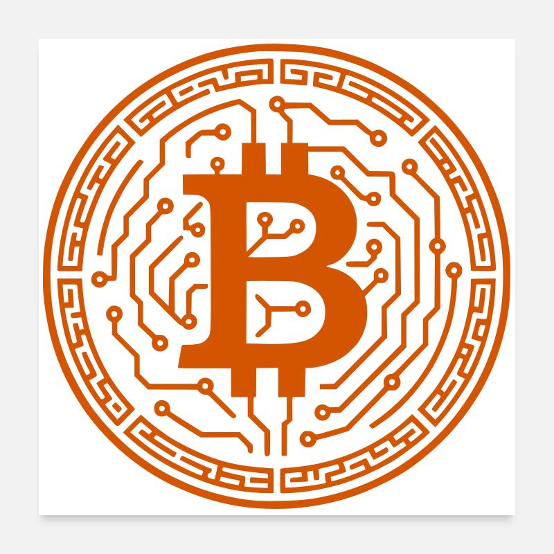 Bitcoin avec circuits Poster 60 x 60 cm