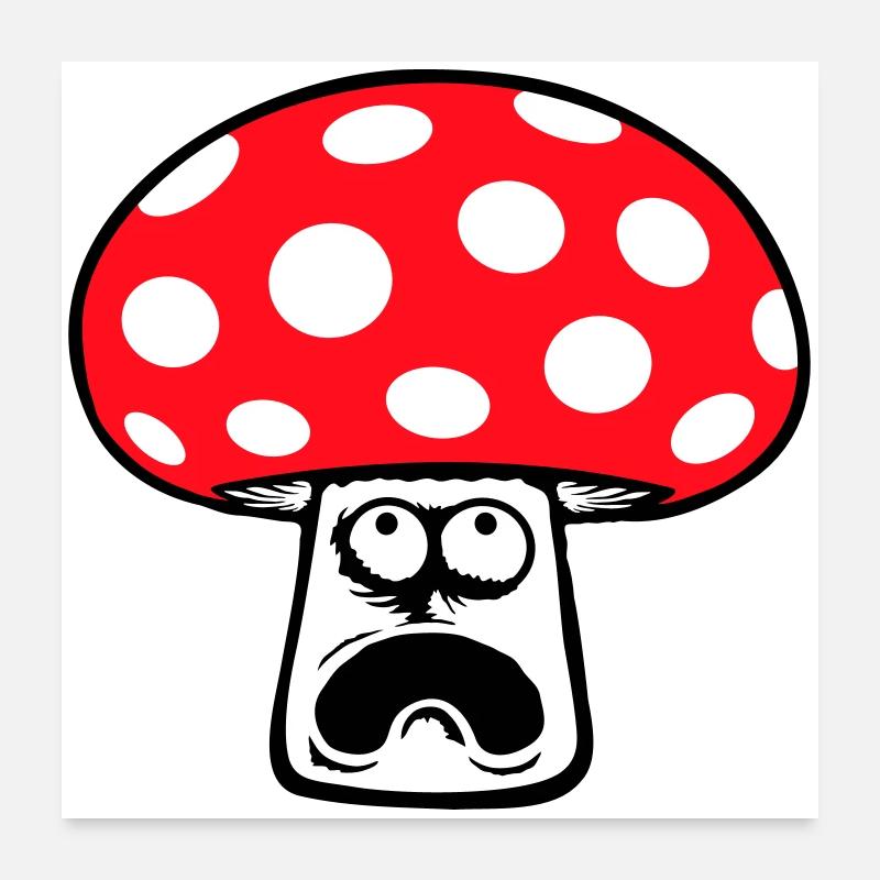 Mushroom frightened, panicking, looking up, Poster 24" x 24" (60x60 cm)
