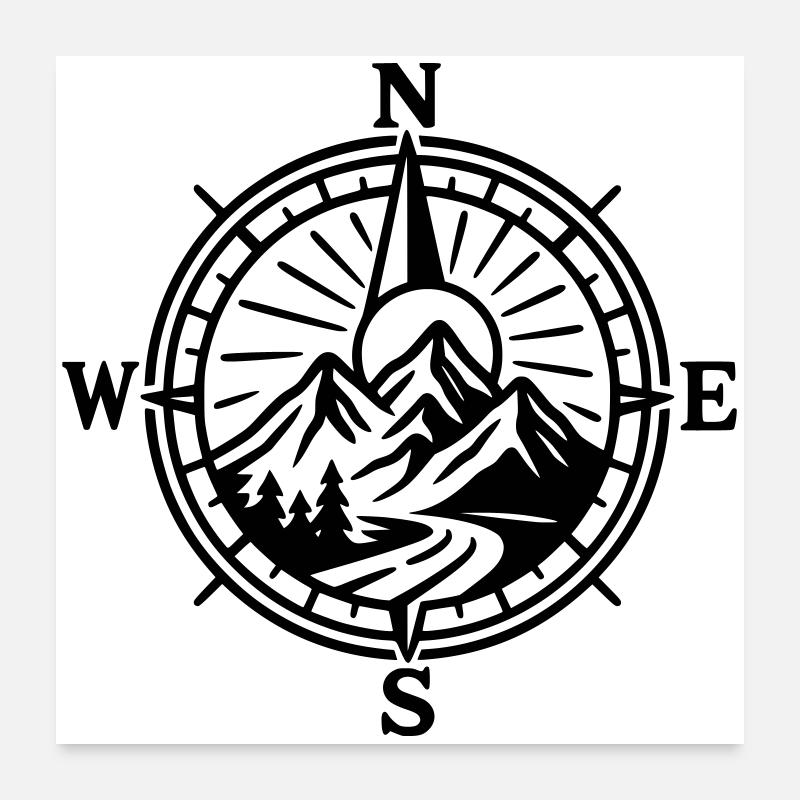 Mountain Compass Poster 24" x 24" (60x60 cm)