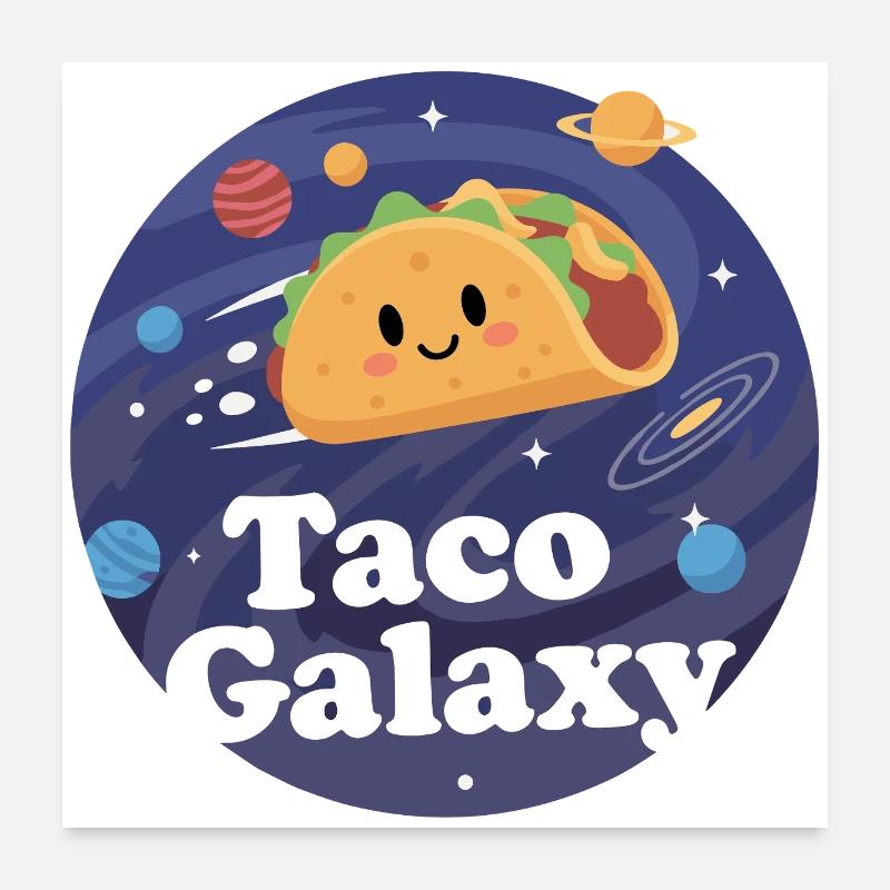 Taco Galaxy Outer Space Taco Illustration Poster 24" x 24" (60x60 cm)