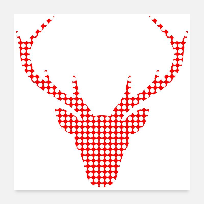 Cerf rouge en motif à points Poster 60 x 60 cm