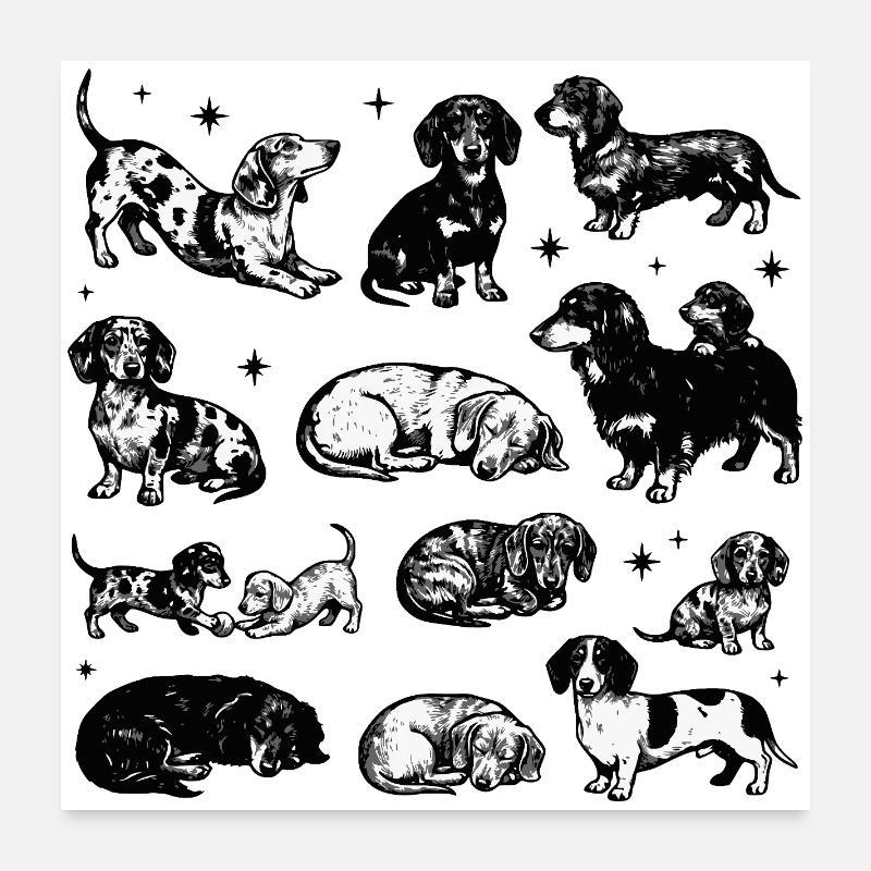 Dachshund dachshund dachshund retro 90s vintage Poster 24" x 24" (60x60 cm)
