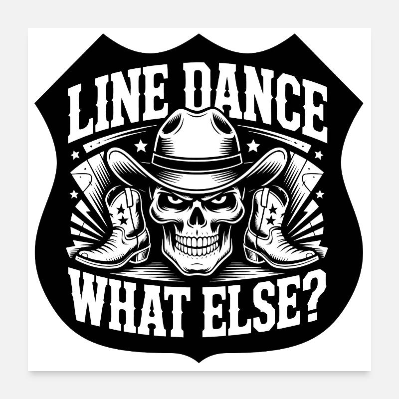 LineDance Skull Cowboy Boots Poster 24" x 24" (60x60 cm)