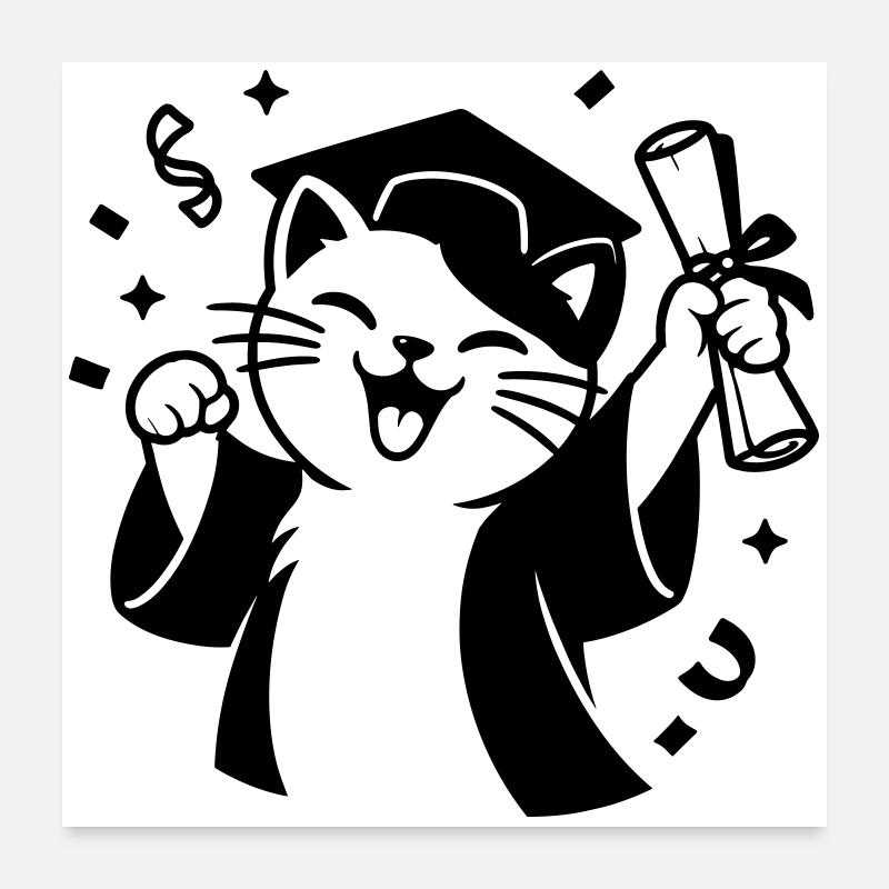 Diploma Cat Poster 24" x 24" (60x60 cm)