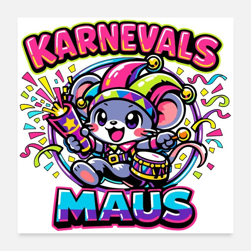 Karnevalsmaus Karneval Kostüm Poster 60x60 cm