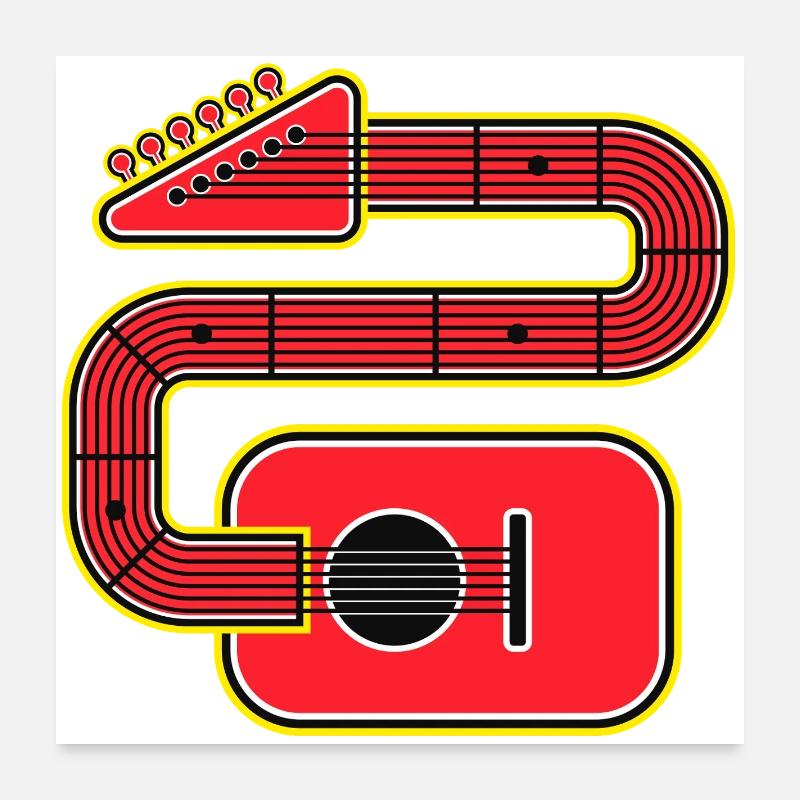 Guitare à forme abstraite rouge Poster 60 x 60 cm