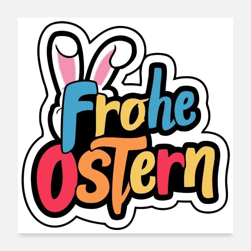 Frohe Ostern Hase Poster 60x60 cm