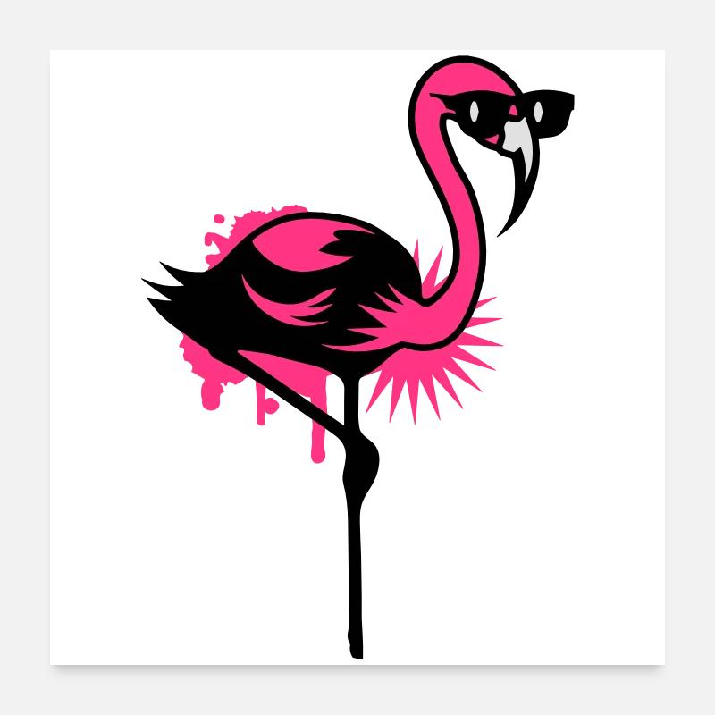 Flamingo with sunglasses Poster 24" x 24" (60x60 cm)