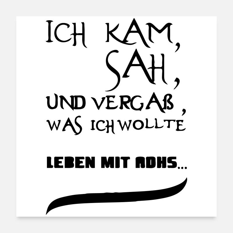 Leben mit ADHS Geschenk - Poster 60x60 cm - Weiß