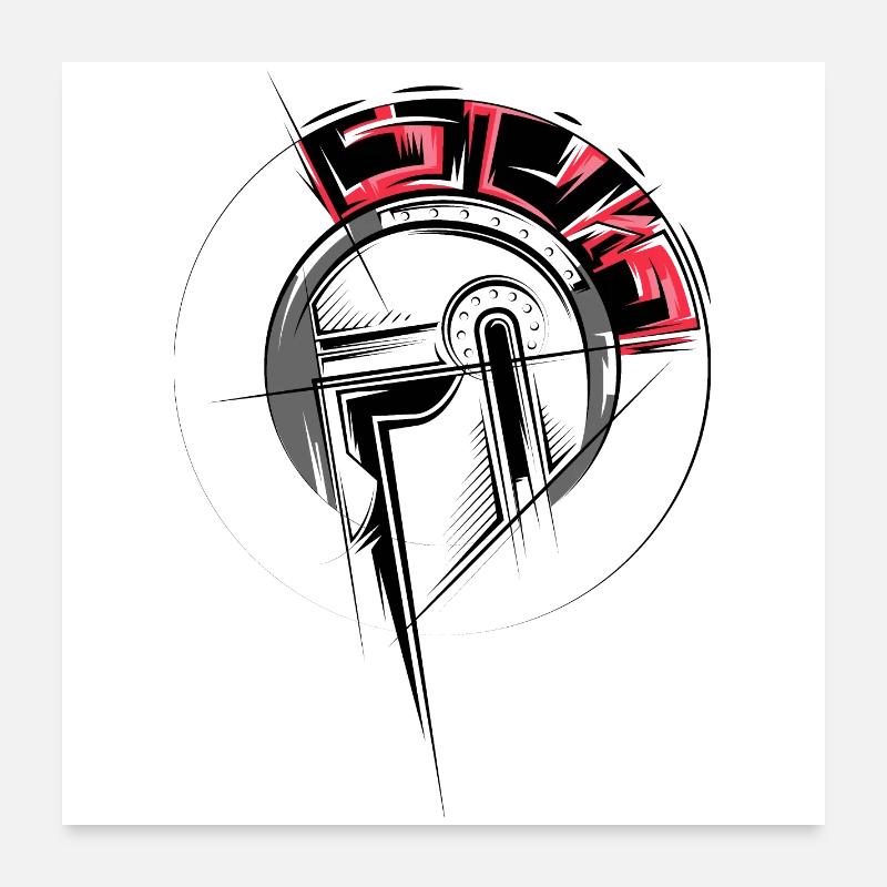 Gladiator Illustration Fighter Helm Römer icon Poster 60x60 cm