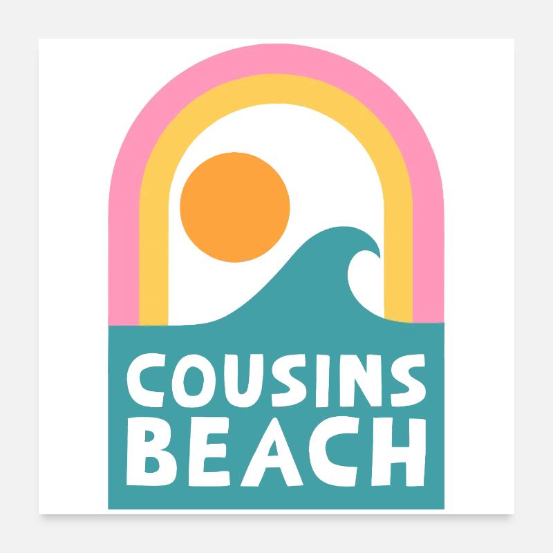 Cousins Beach – Design rétro de coucher de soleil Poster 60 x 60 cm