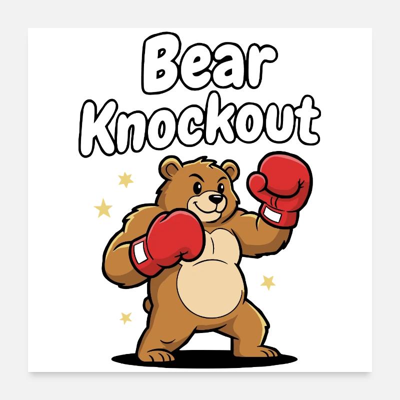 Boxender Bär Knockout Poster 60x60 cm
