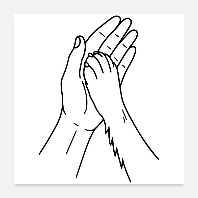 Hundepfote Hand - High Five - Hunde Pfote Hund  Poster 60x60 cm