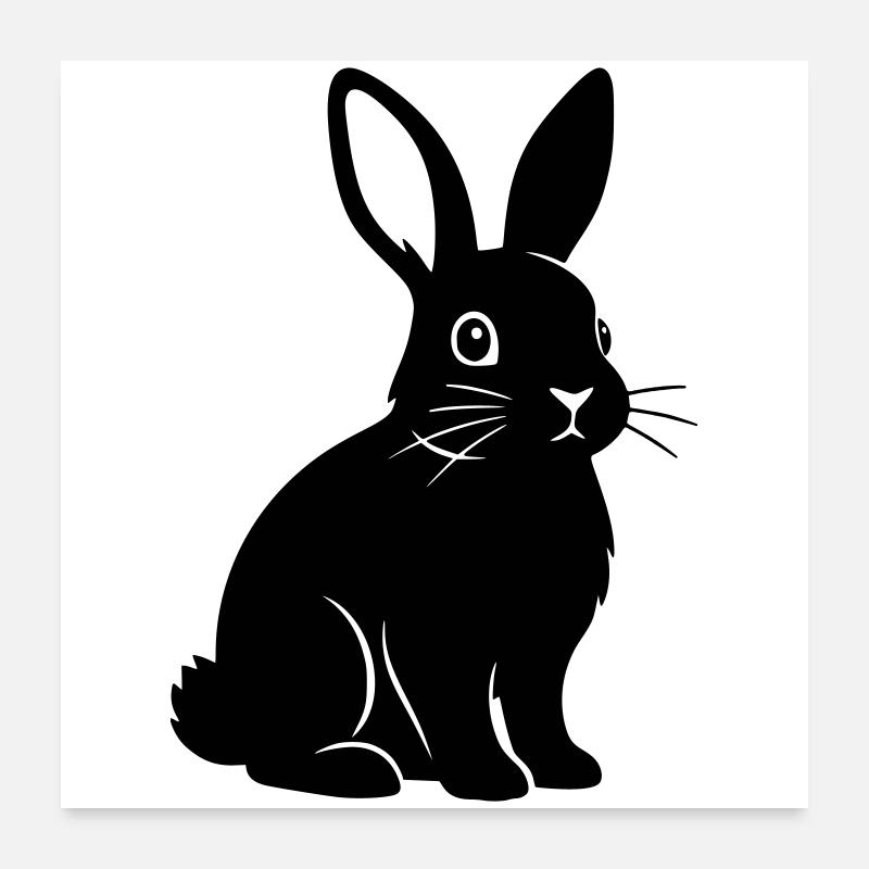 Silhouette de lapin, Vecteur noir Poster 60 x 60 cm