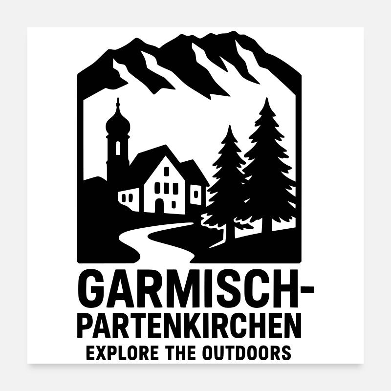 Garmisch Partenkirchen - Poster 60 x 60 cm - blanc