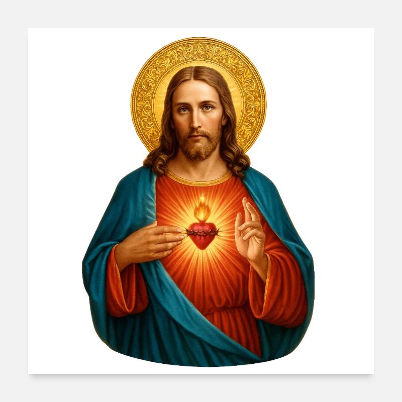 Sacred Heart Iconic Print Poster 24" x 24" (60x60 cm)