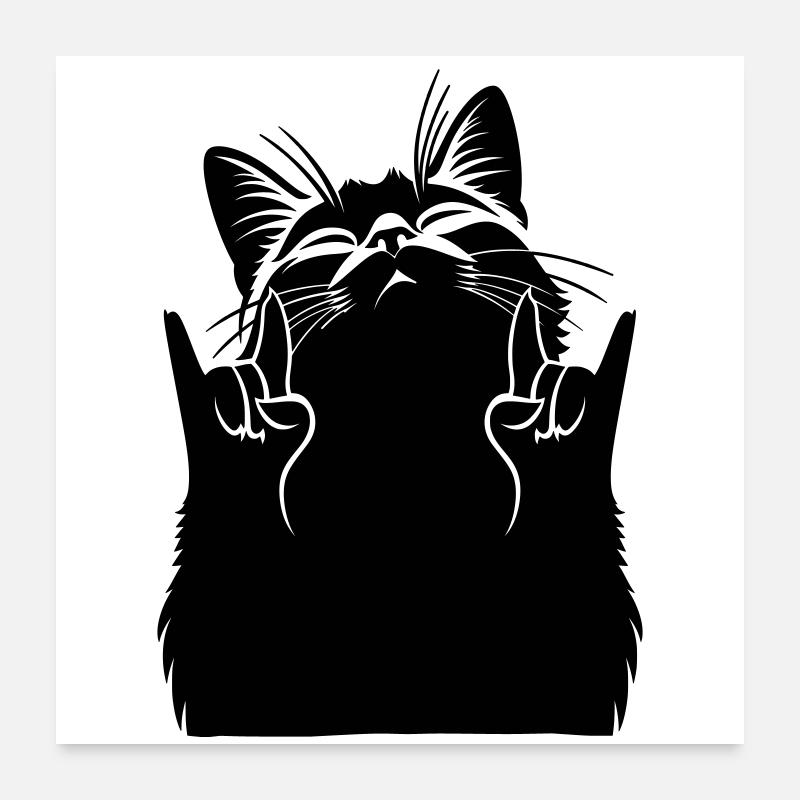 Chat Métallique – Silhouette du signe de main de la pierre Poster 60 x 60 cm