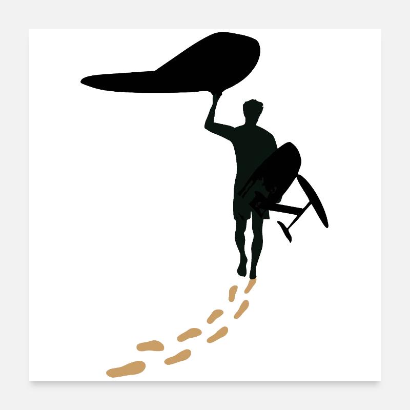 Wingfoiler mit Fusstapfen Poster 60x60 cm