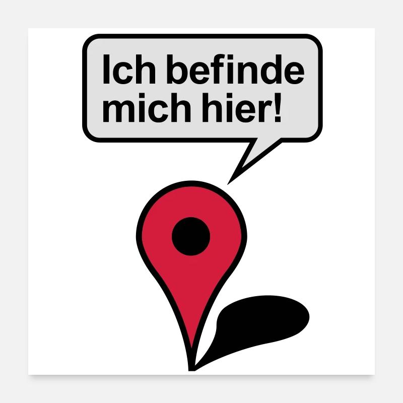 I am here Google Maps Poster 24" x 24" (60x60 cm)