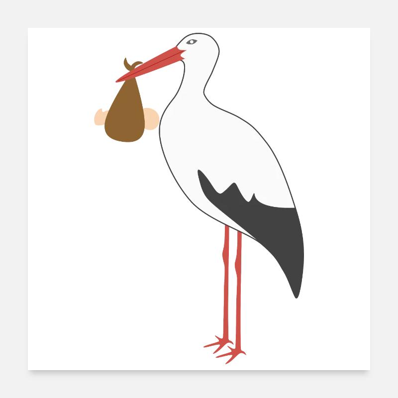 Storch bringt ein Baby Poster 60x60 cm
