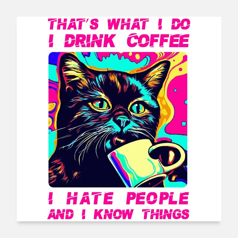 Cozy Cat Coffee Poster 24" x 24" (60x60 cm)