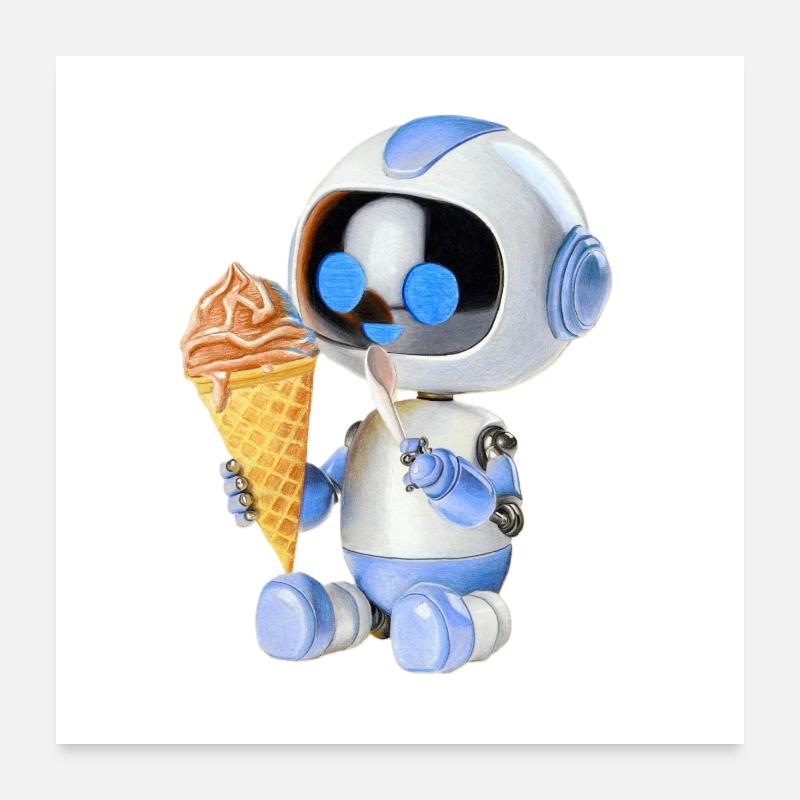 Robot Ice Cream Poster 24" x 24" (60x60 cm)