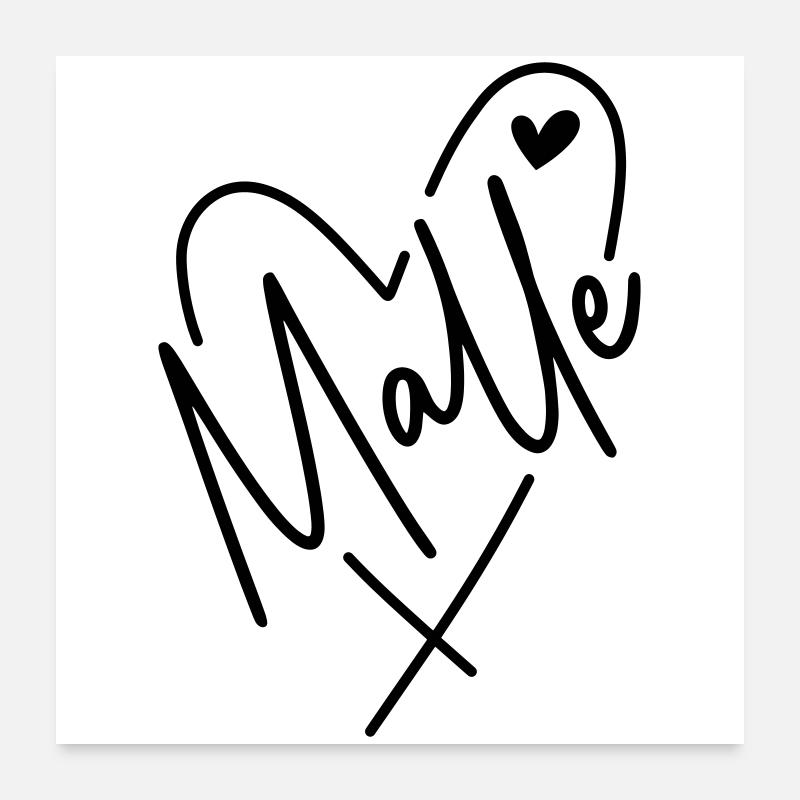 Malle Herz - Poster 60x60 cm - Weiß