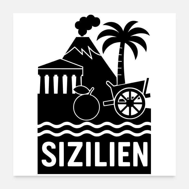 Sicily Silhouette Poster 24" x 24" (60x60 cm)