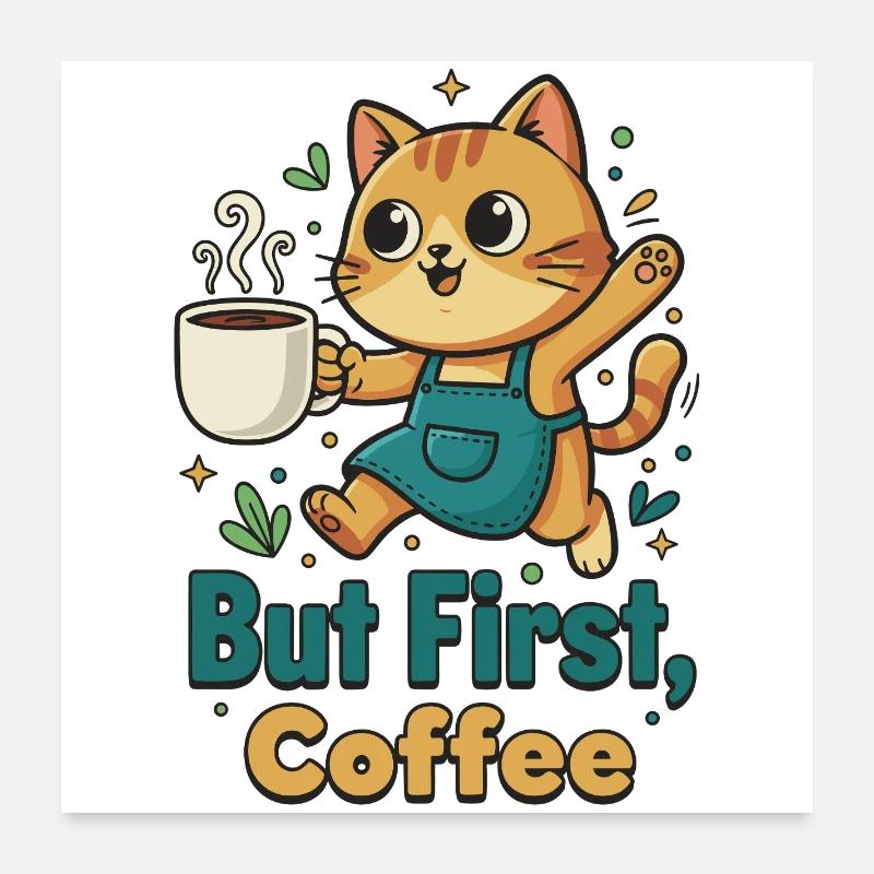 Café First Cat Poster 60 x 60 cm