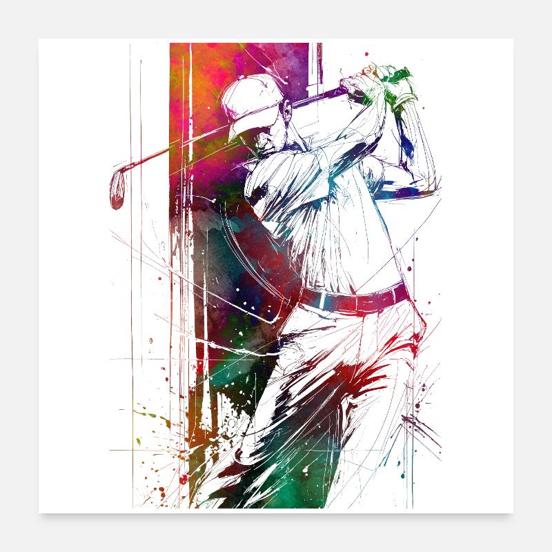 Joueur de golf #golf Poster 60 x 60 cm