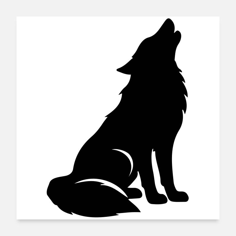 Silhouette de loup Poster 60 x 60 cm