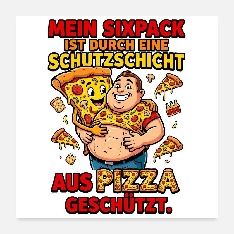 Pizza Sixpack Protective Layer Meme Poster 24" x 24" (60x60 cm)