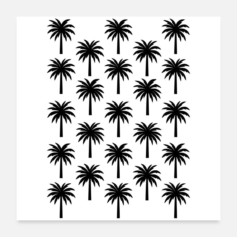 Palmen Muster schwarze Palme  Poster 60x60 cm